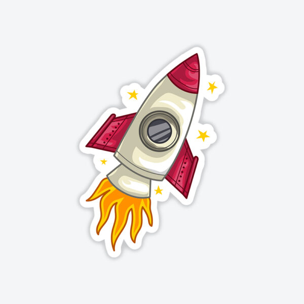Kırmızı Kanatlı Uzay Roketi Sticker