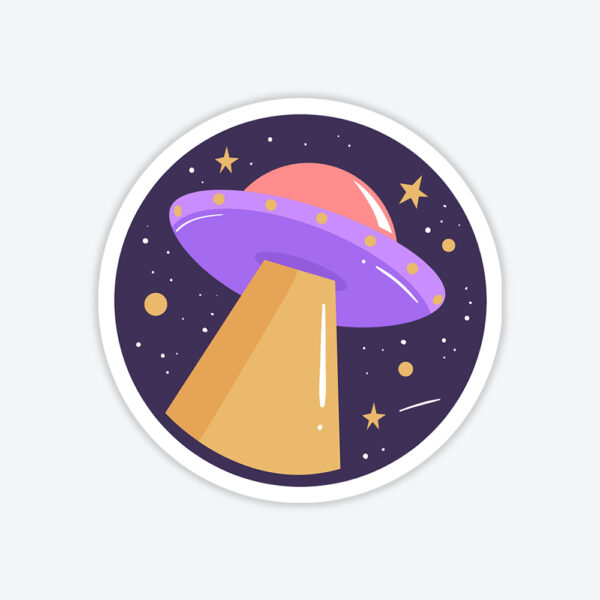 Pembe Mor UFO Sticker