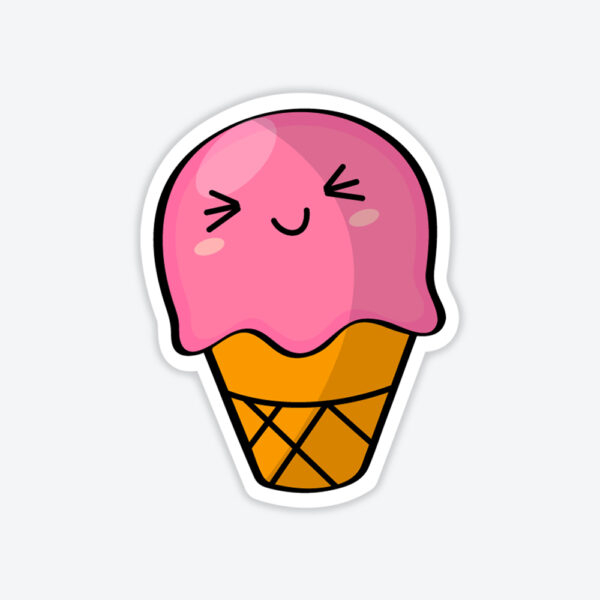 Pembe Gülümseyen Dondurma Sticker