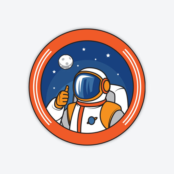 Turuncu Tasarım Astronot Sticker