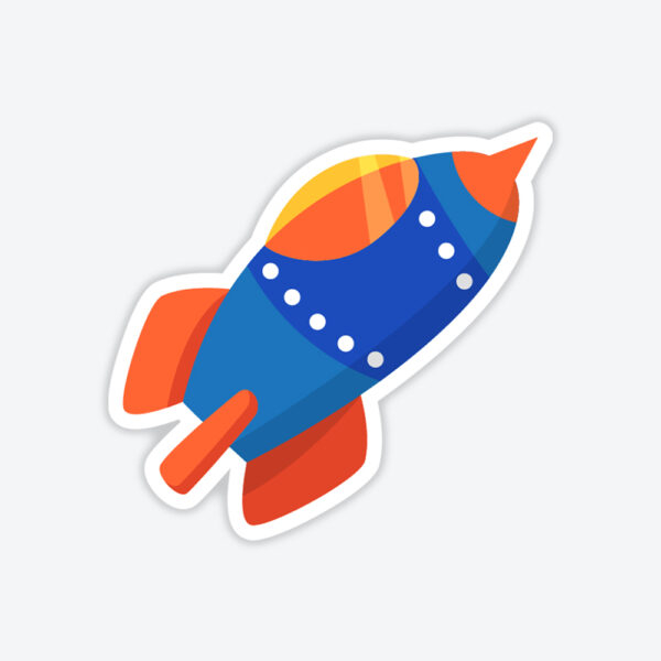 Mavi Turuncu Roket Sticker
