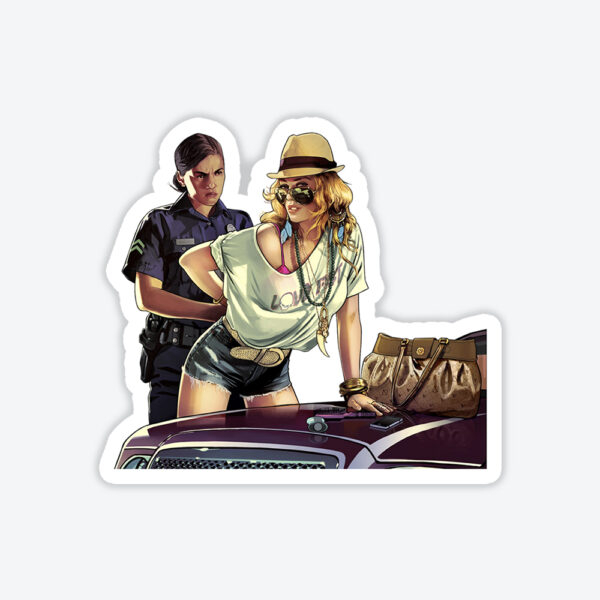 Grand Theft Auto V Blonde Girl Arrested Sticker