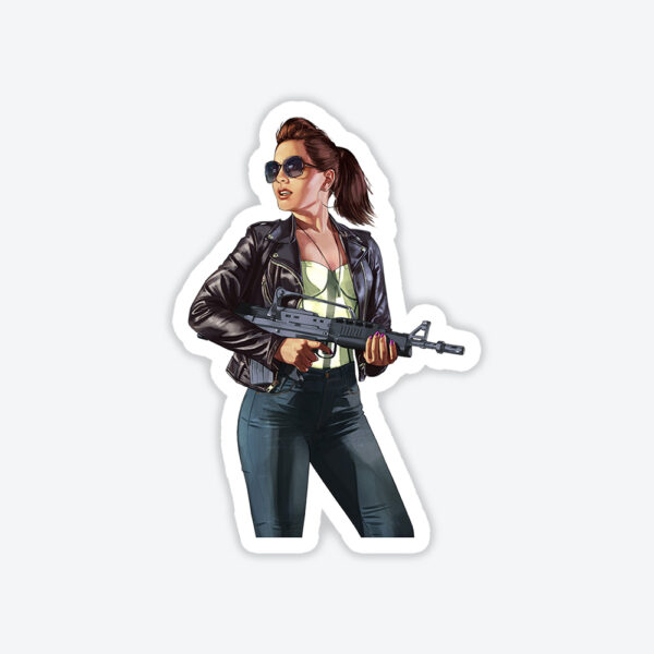 Grand Theft Auto V Brunette Gun Girl Sticker