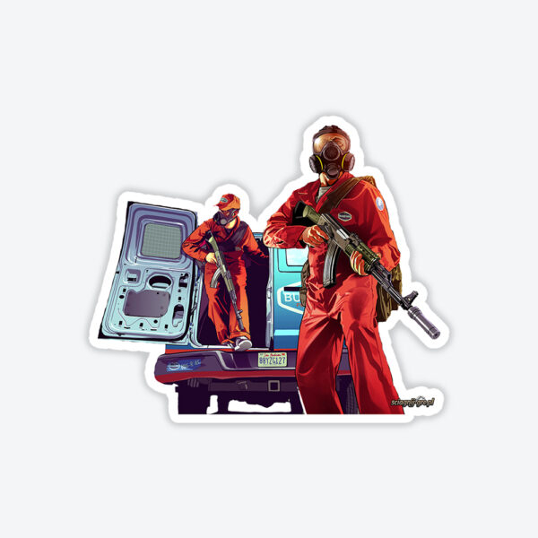Grand Theft Auto V Gun Man Mask Robbery Sticker